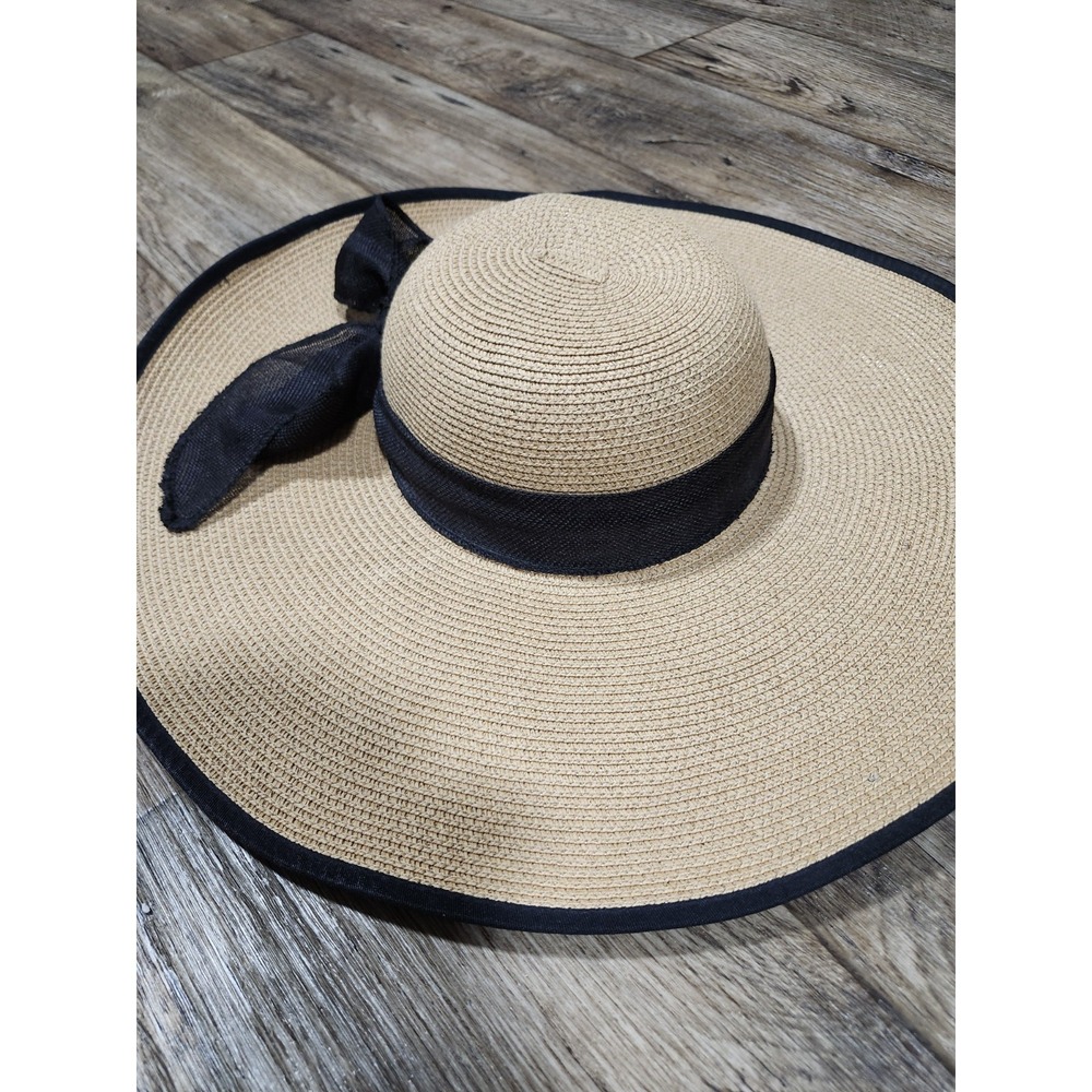 Wide Brim Floppy Summer Sun Beach Hat Derby Vacation elegant paper weave black - Picture 6 of 16